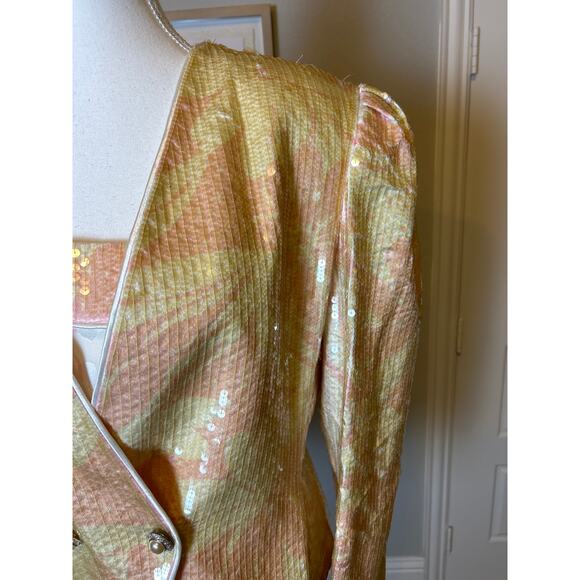 Lillie Rubin | Vintage Yellow/Pink Sequins Blazer & Cami (2 pcs) | 12 - Picture 7 of 17